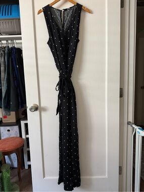 Old Navy Black Polka Dot Sleeveless Jumpsuit